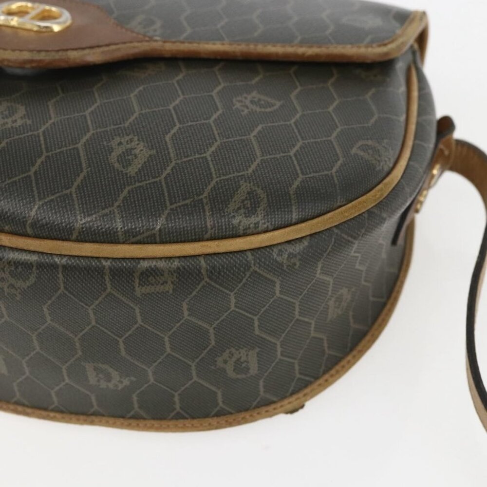 Authentic Christian Dior Honeycomb Canvas Shoulder Bag PVC Gold Khaki - Picture 16 of 16